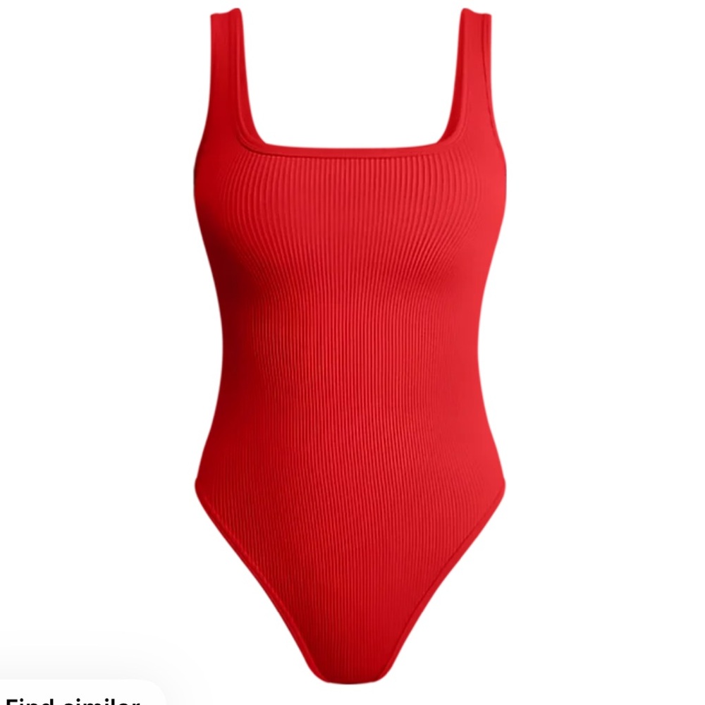 OQQ Ribbed Square neck Bodysuit. Red. NWT. - Picture 1 of 2